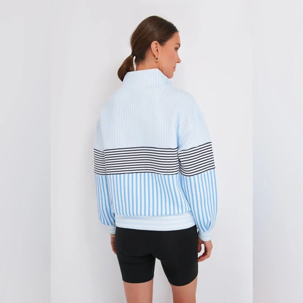 Addison Bay Varsity Quarter Zip Multi Blue Stripe Medium Tuckernuck - Picture 3 of 8